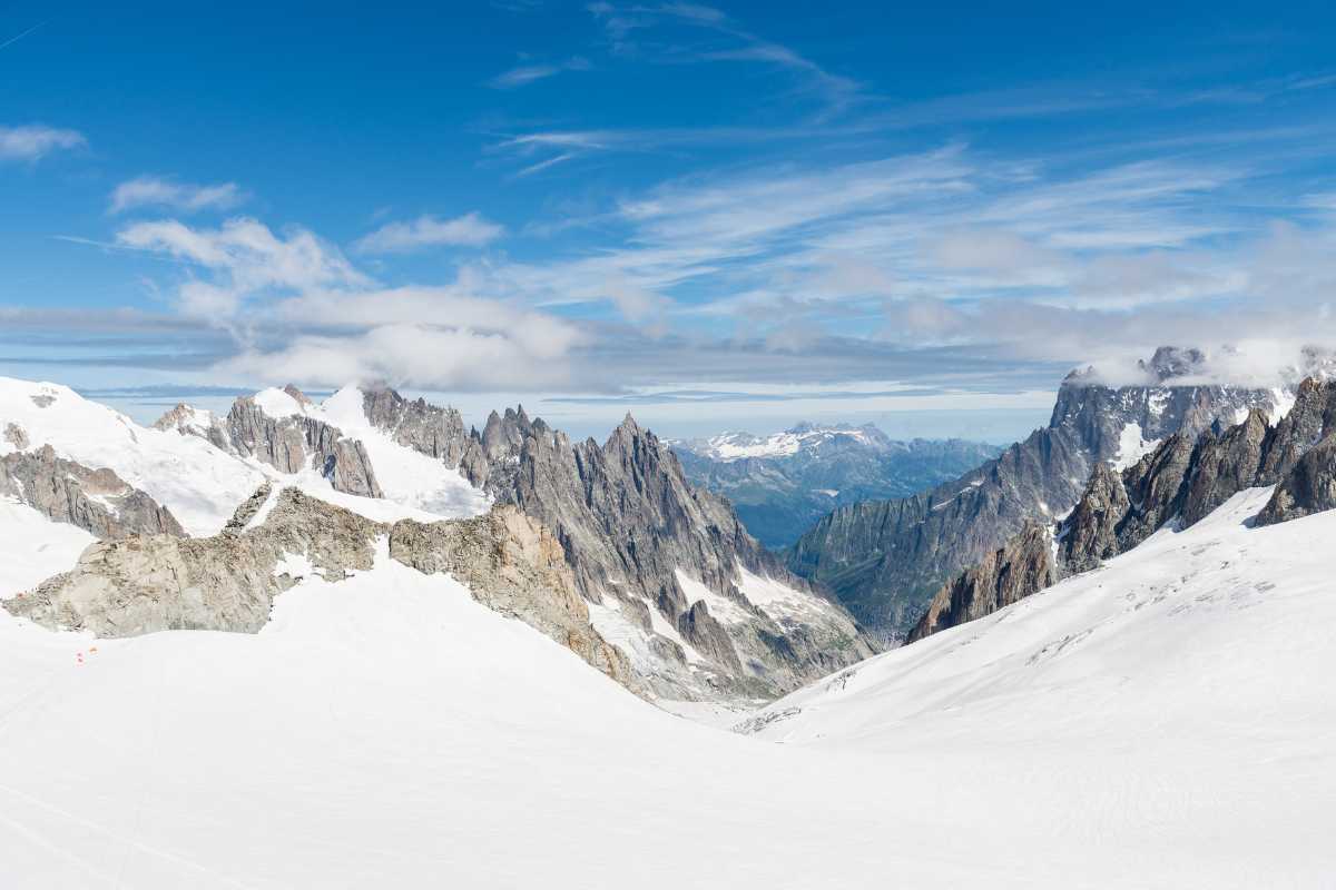 Vista dalla Funivia del Plateau Rosa con le montagne circostanti