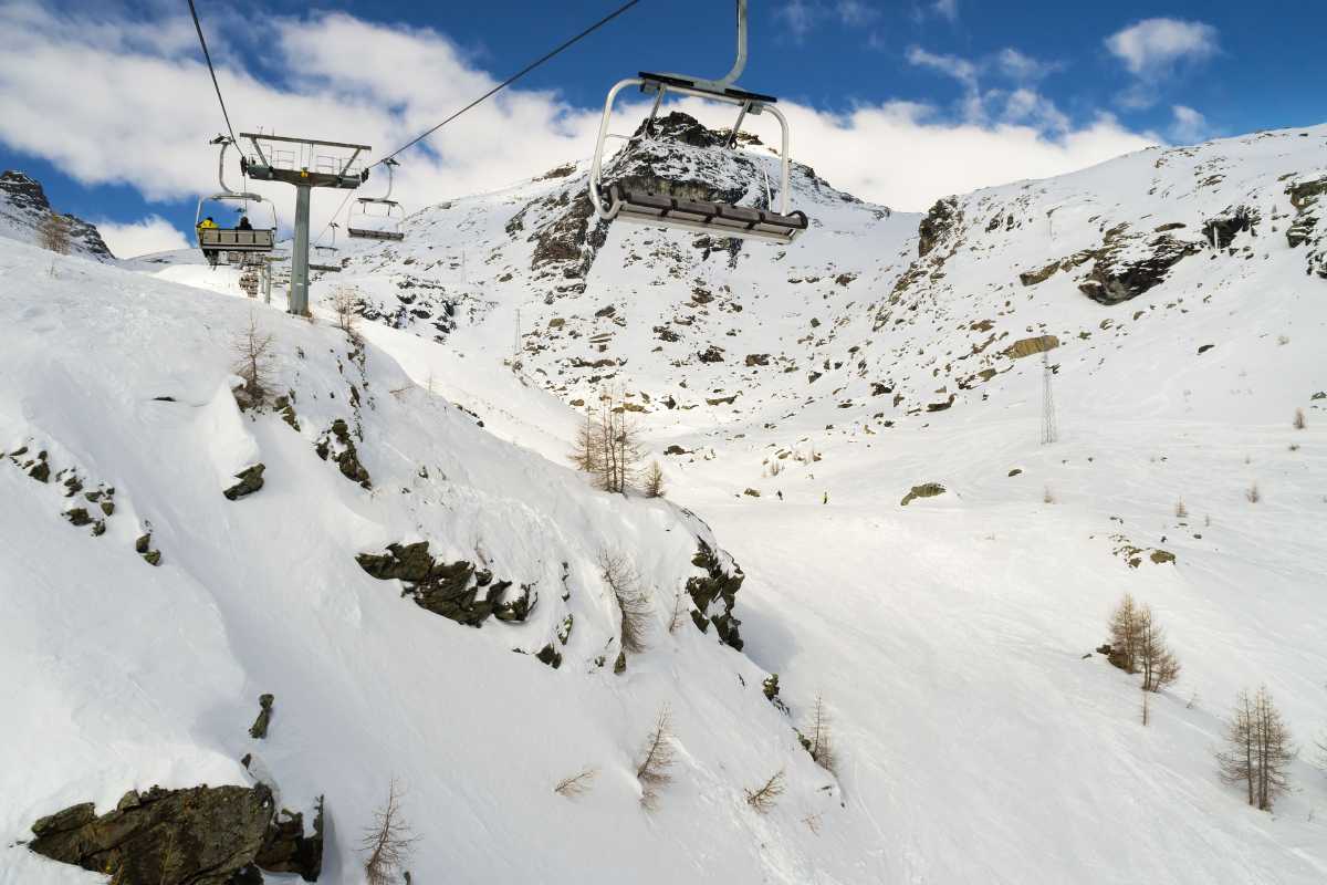 Vista panoramica di Gressoney-La-Trinité con il Monte Rosa sullo sfondo